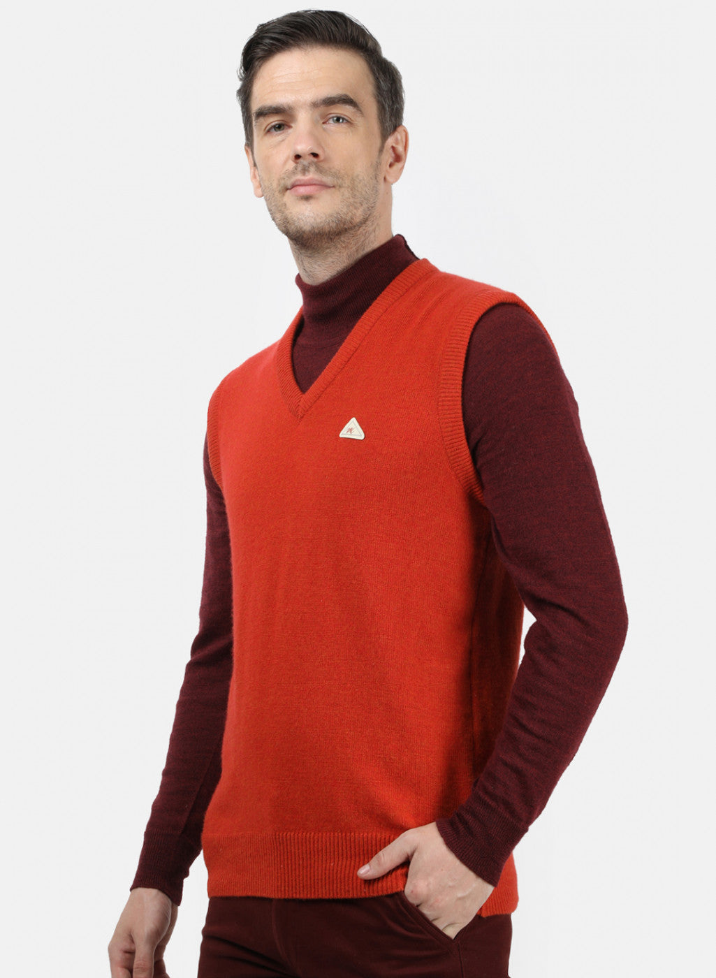 Men Orange Solid Sweater