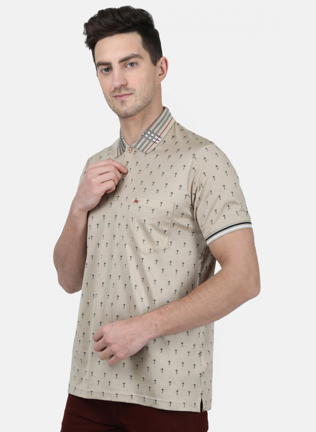 Mens Beige Printed T-Shirt