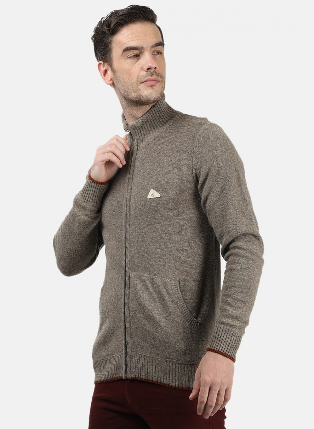 Men Brown Solid Pullover