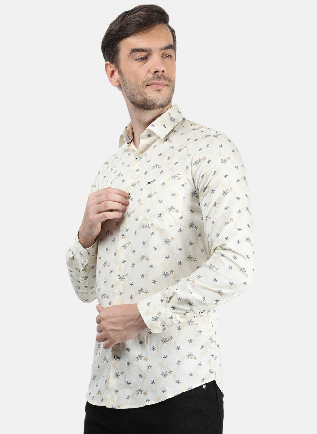 Men Cream Printed Shirt