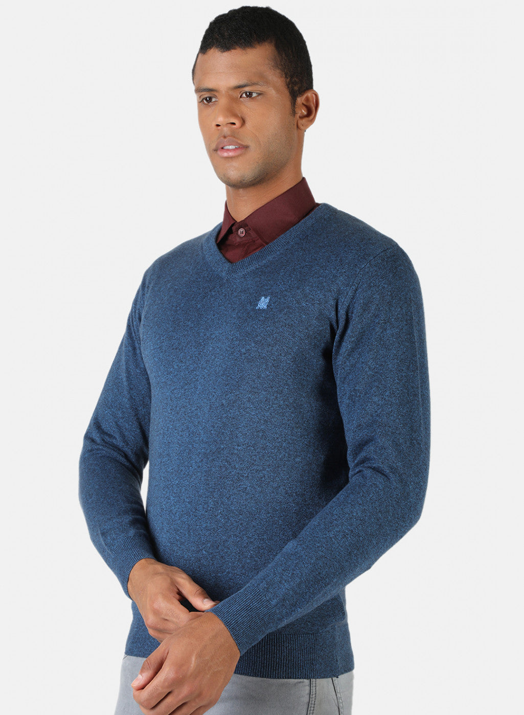 Men Blue Solid Pullover