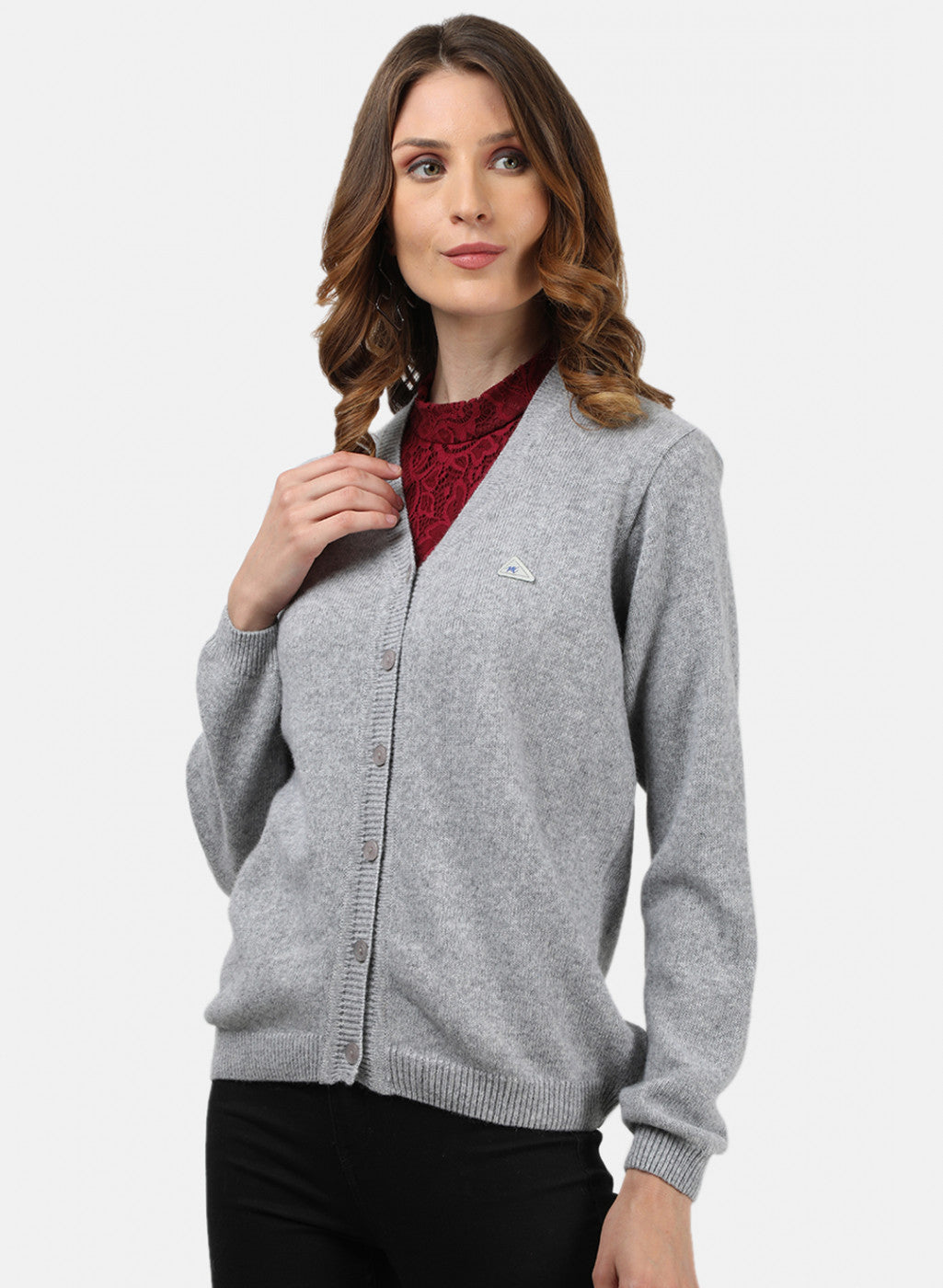 Women Grey Solid Cardigan