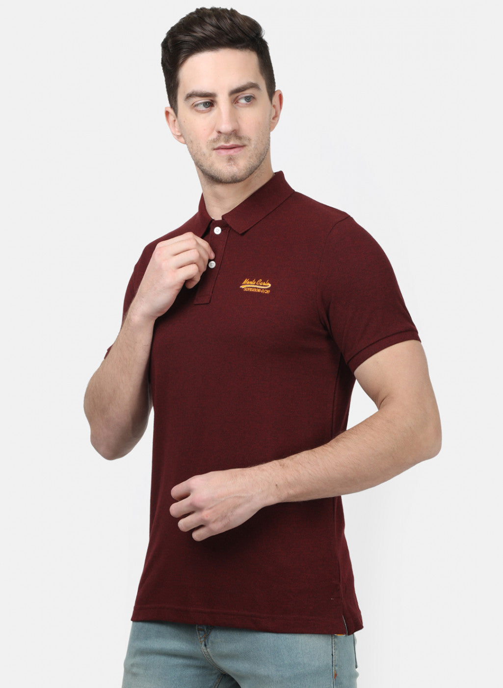 Mens Maroon Plain T-Shirts