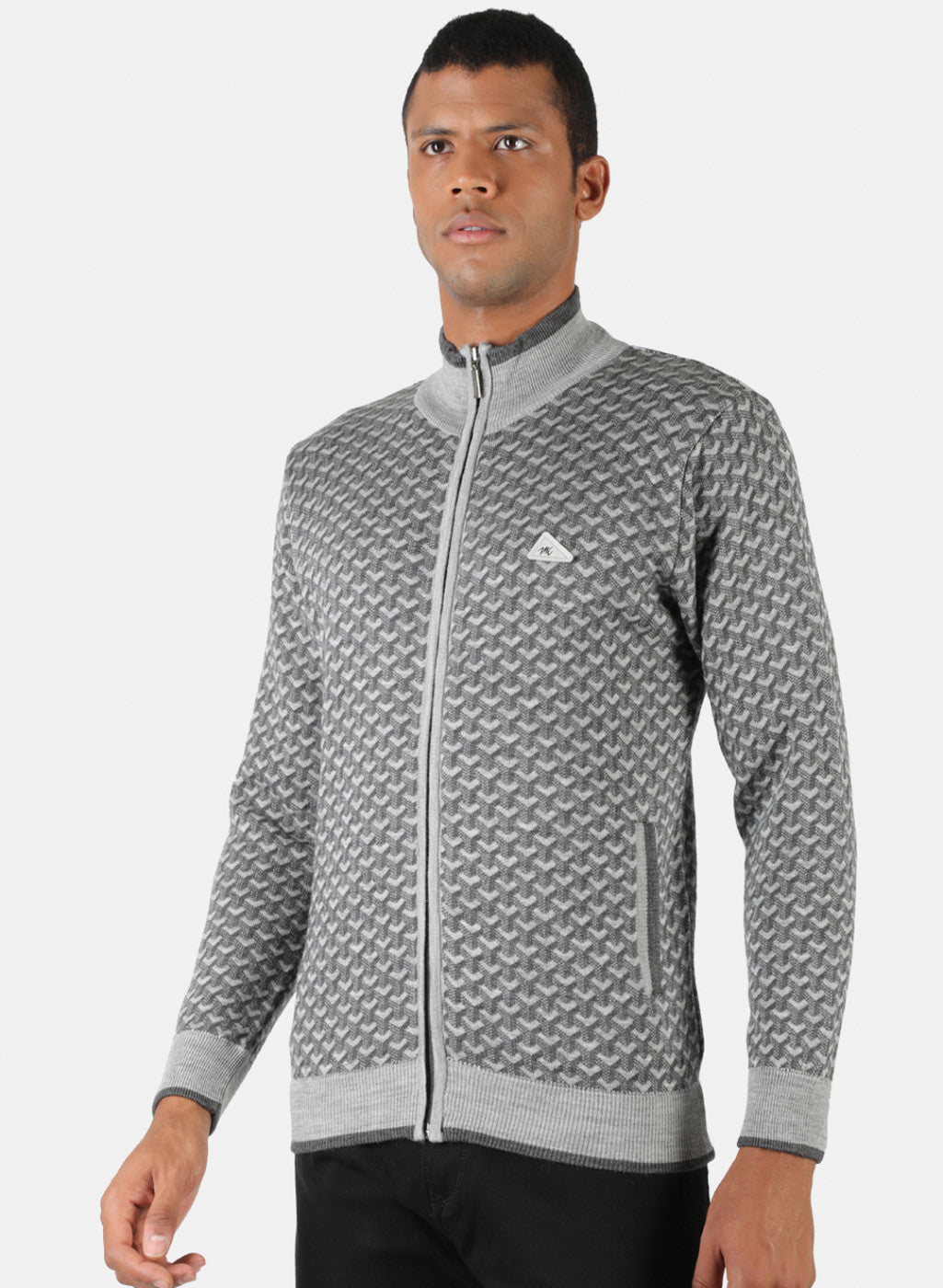 Men Grey Solid Pullover