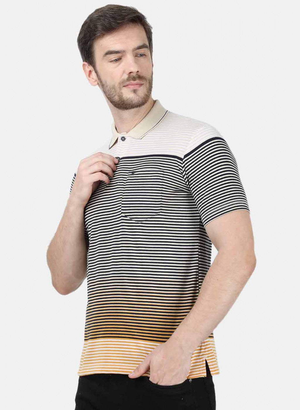 Mens Beige Stripe T-Shirt