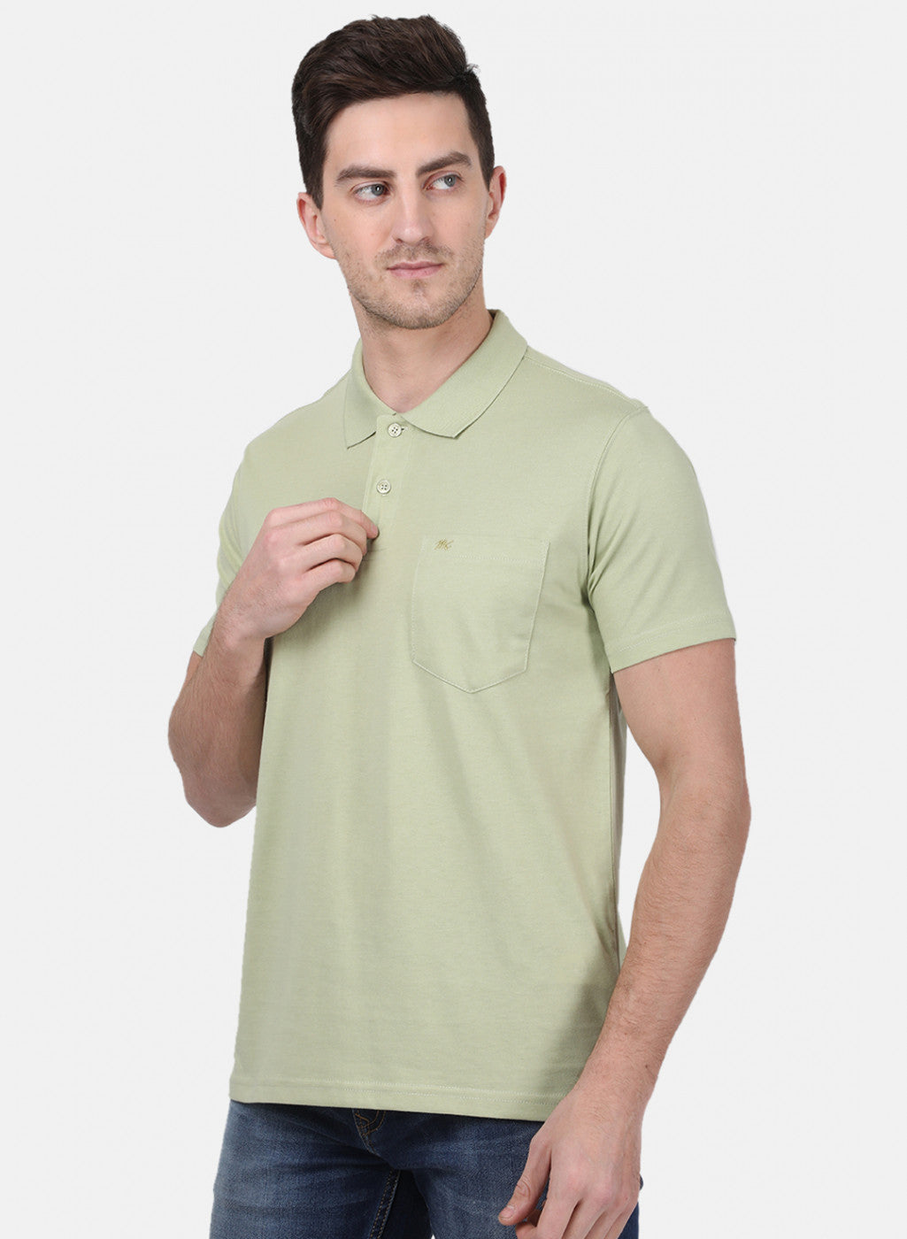 Mens Light Green Plain T-Shirt