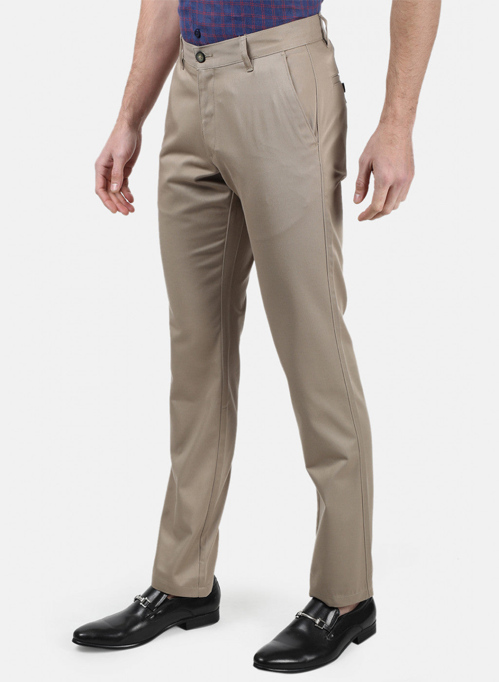 Men Khaki Plain Trousers