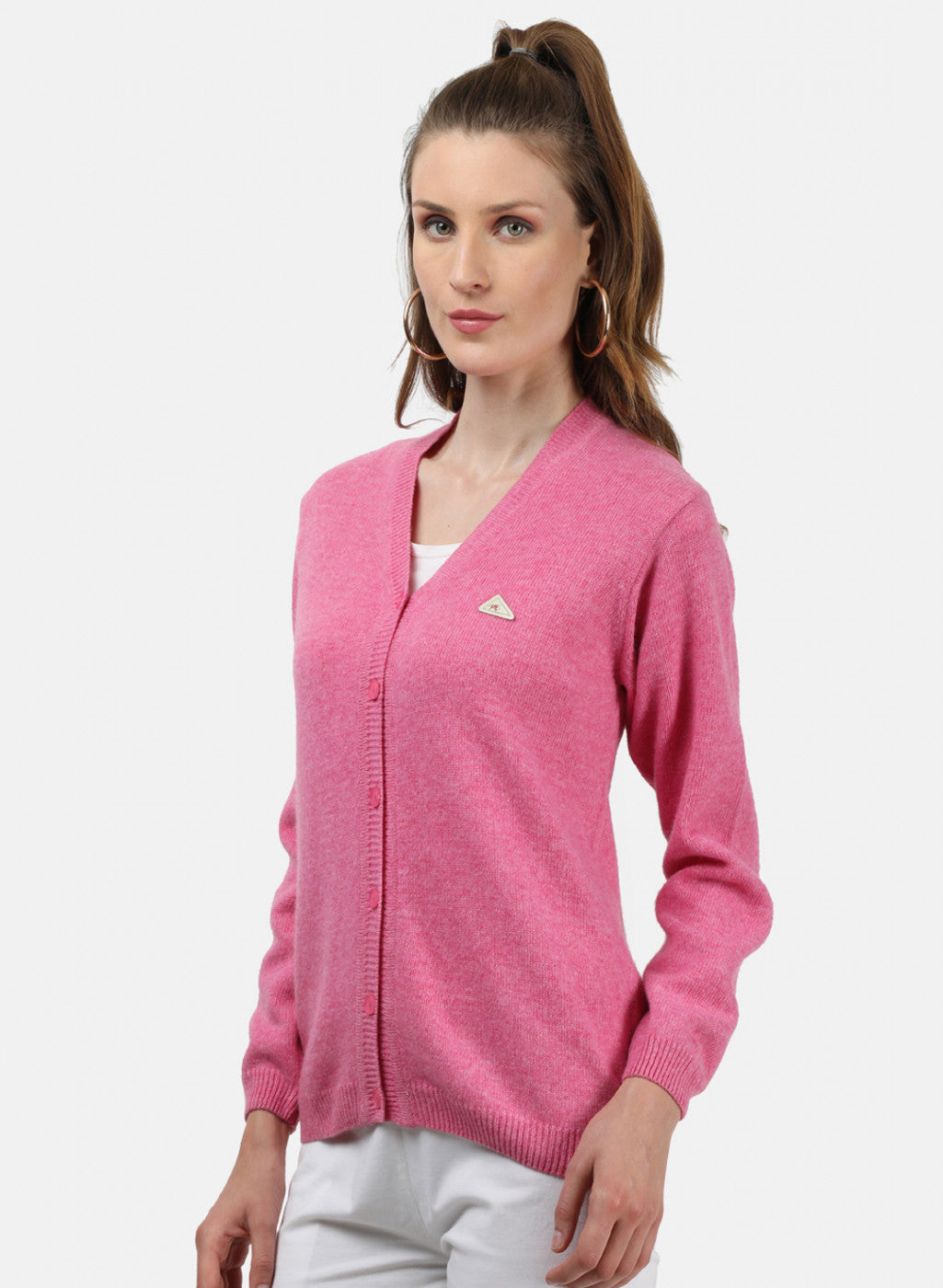 Women Pink Solid Cardigan