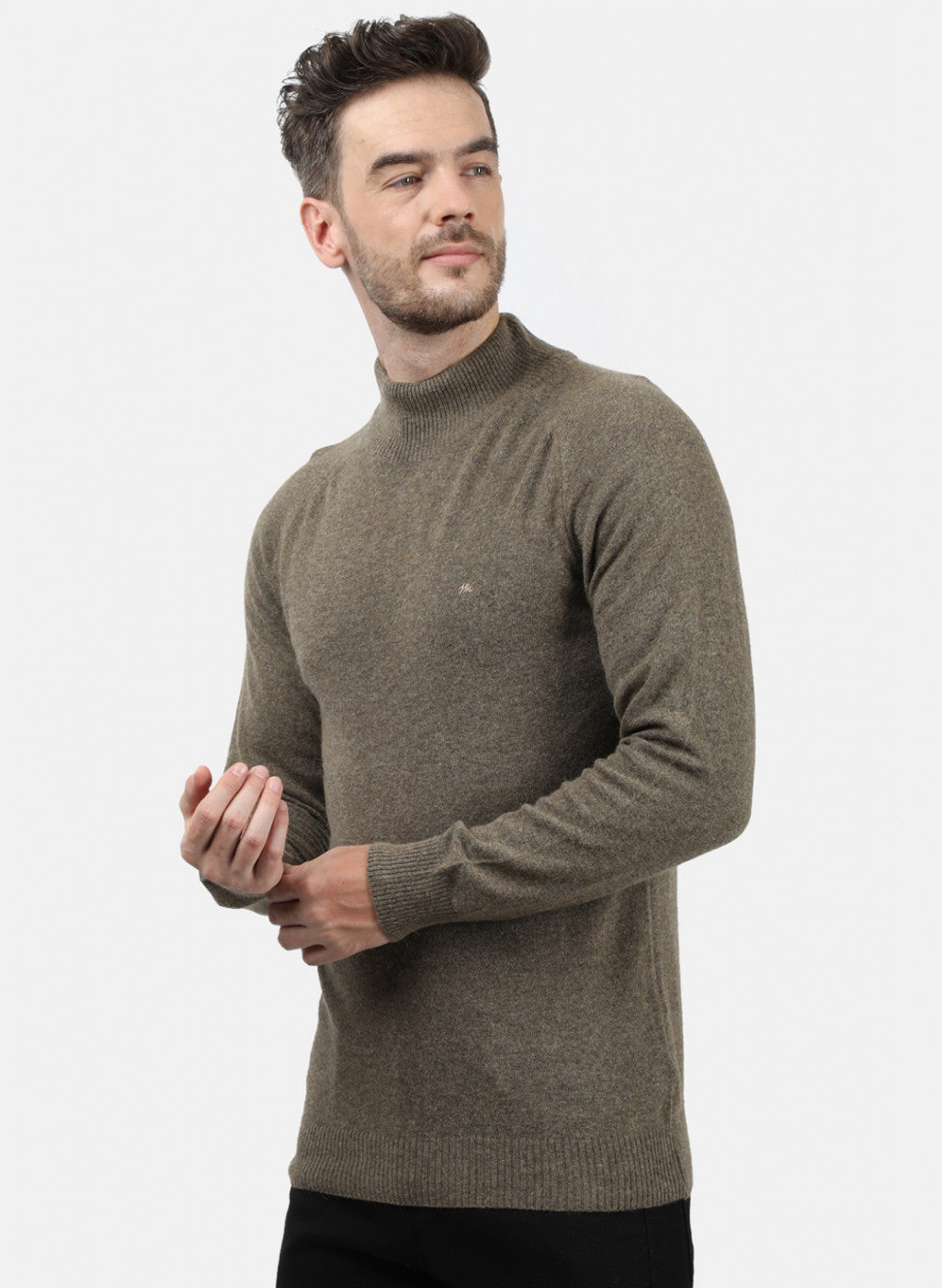 Men Brown Solid Pullover