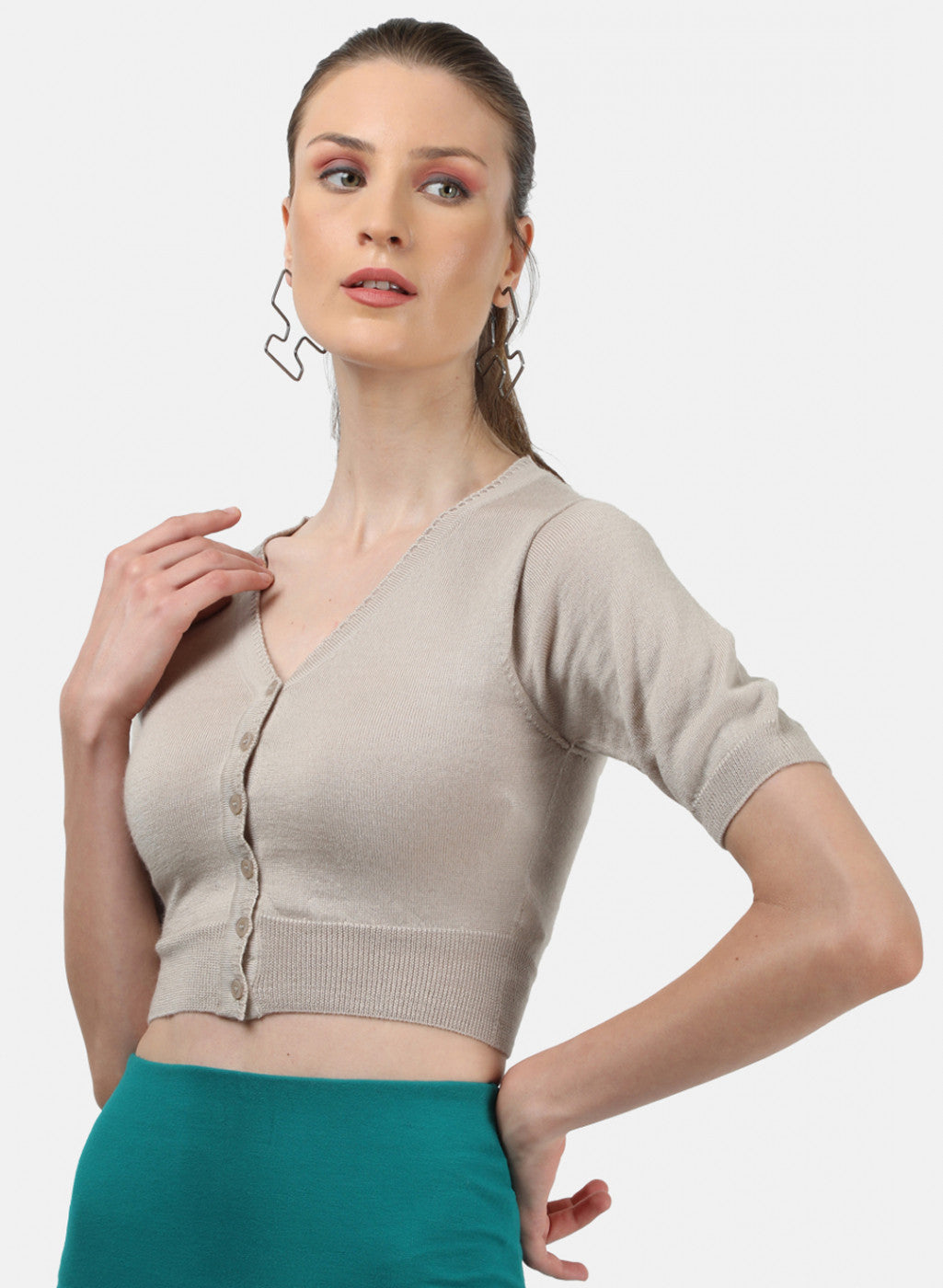 Women Beige Solid Blouse