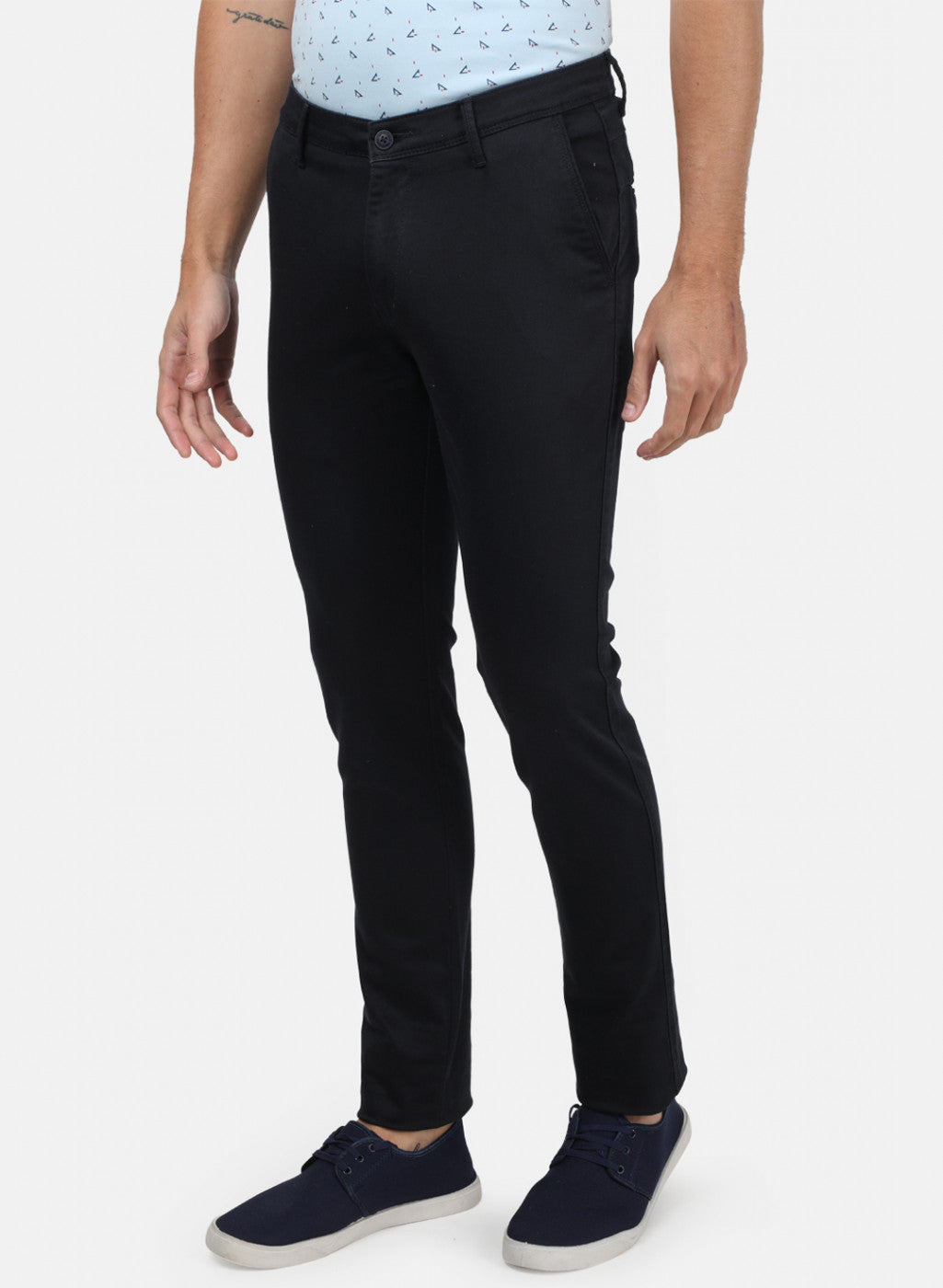 Men Black Plain Trousers