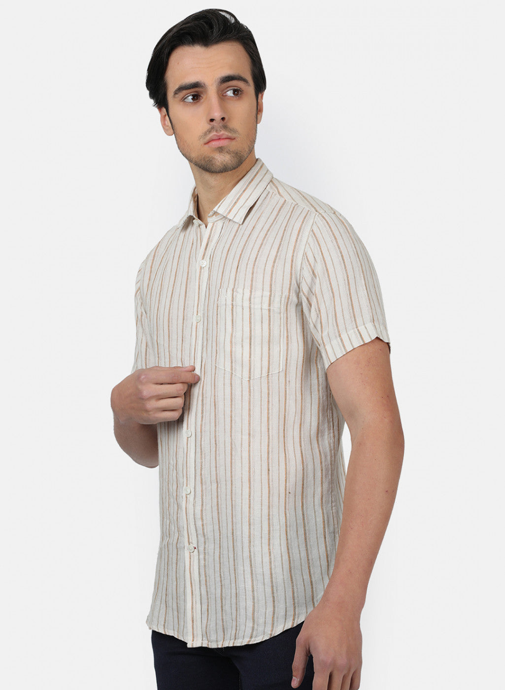 Men Brown Stripe Shirts