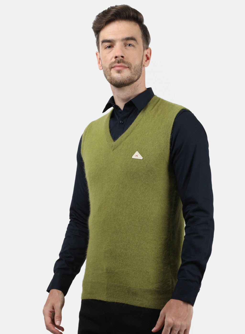 Men Olive Solid Sweater