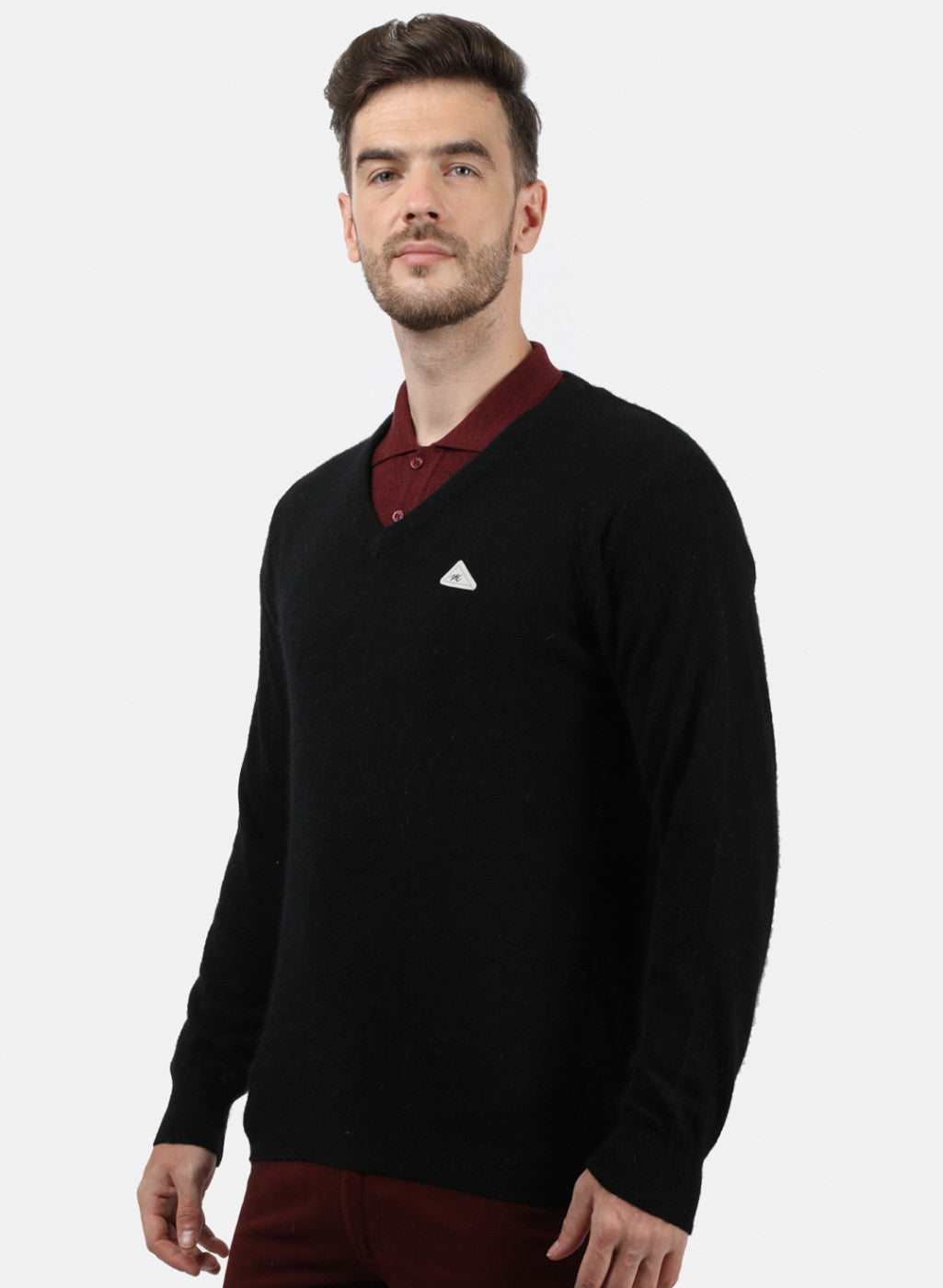 Men Black Solid Pullover