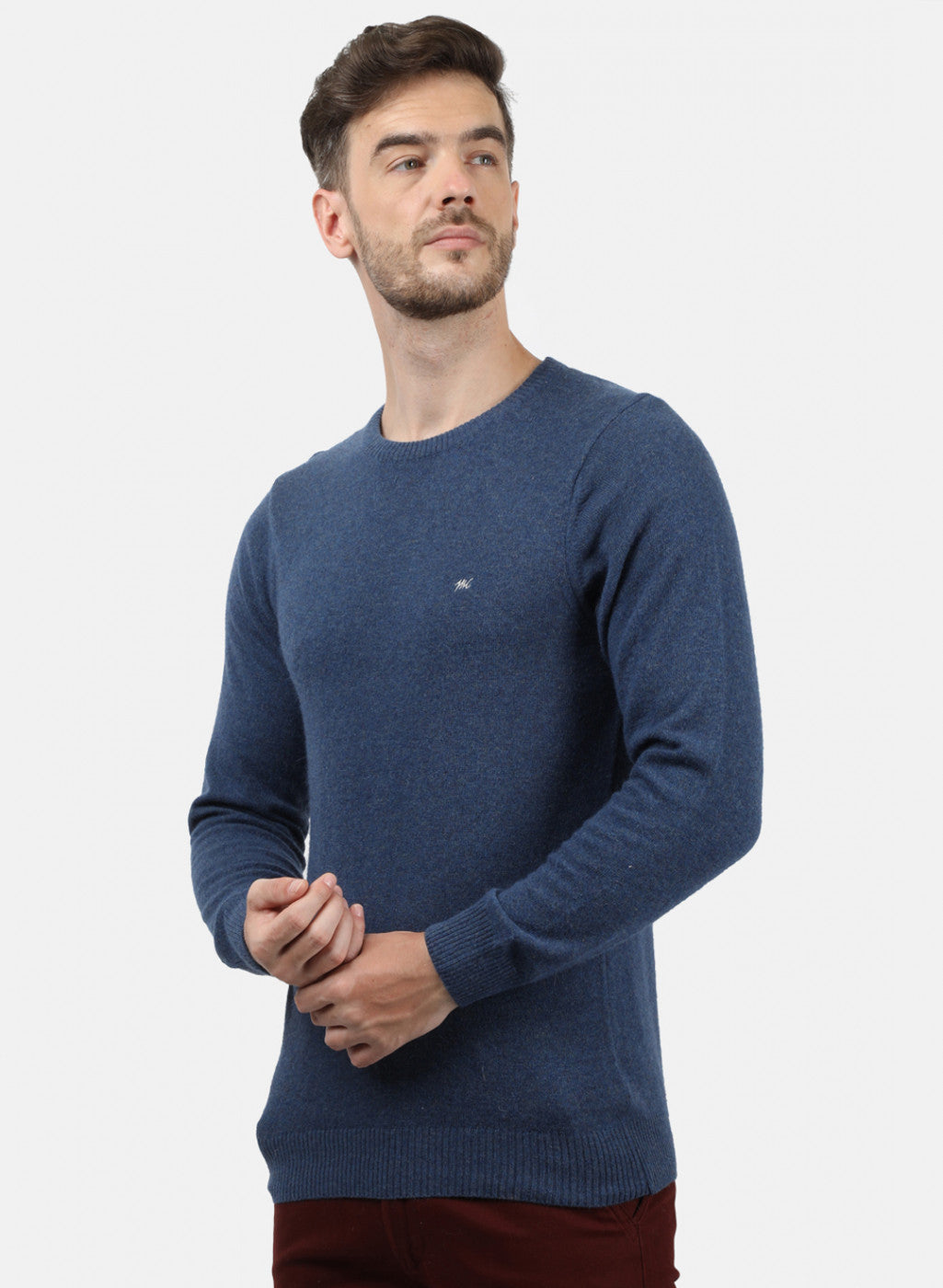 Men Blue Solid Pullover