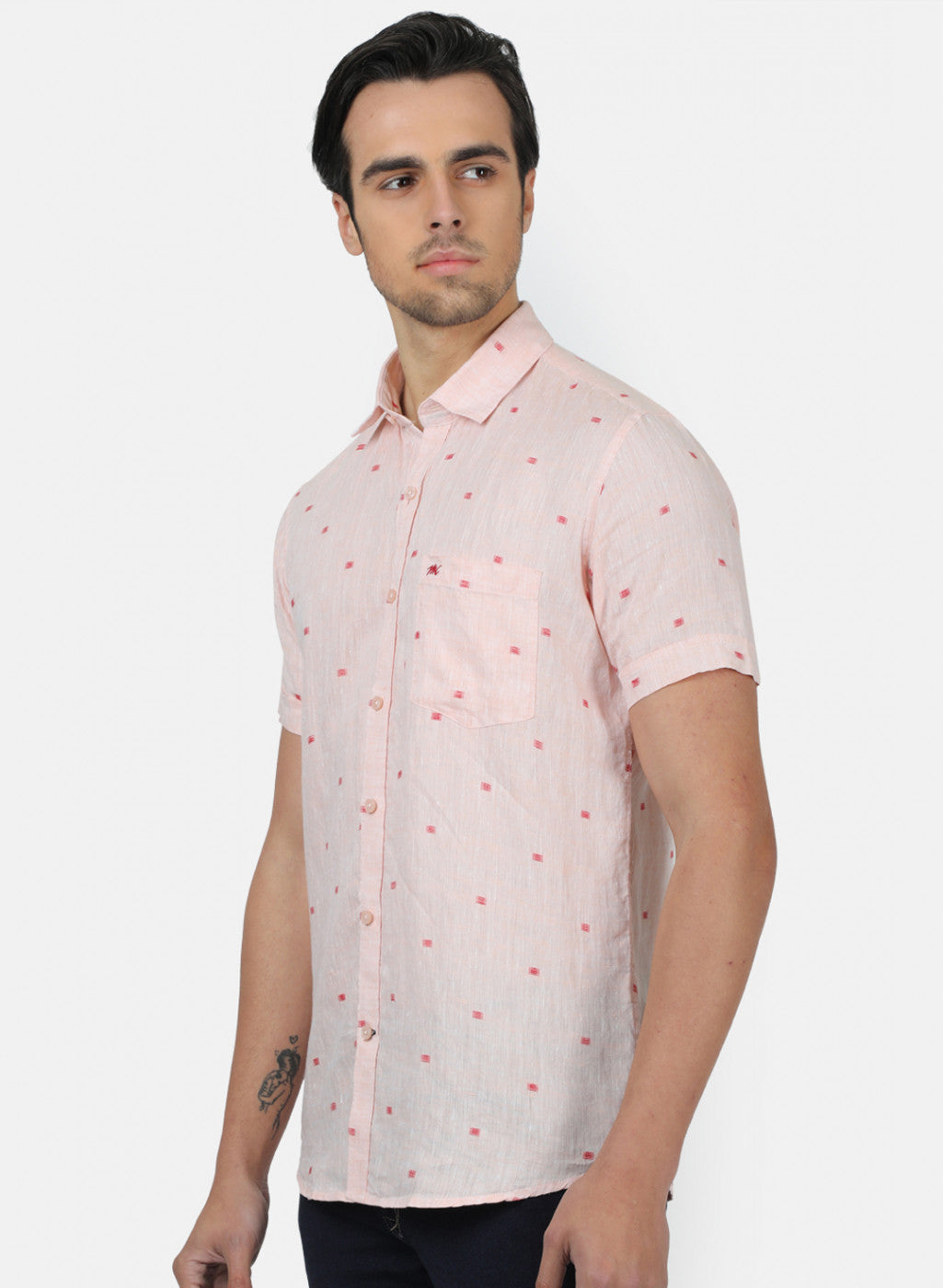 Men Peach Printed Shirts