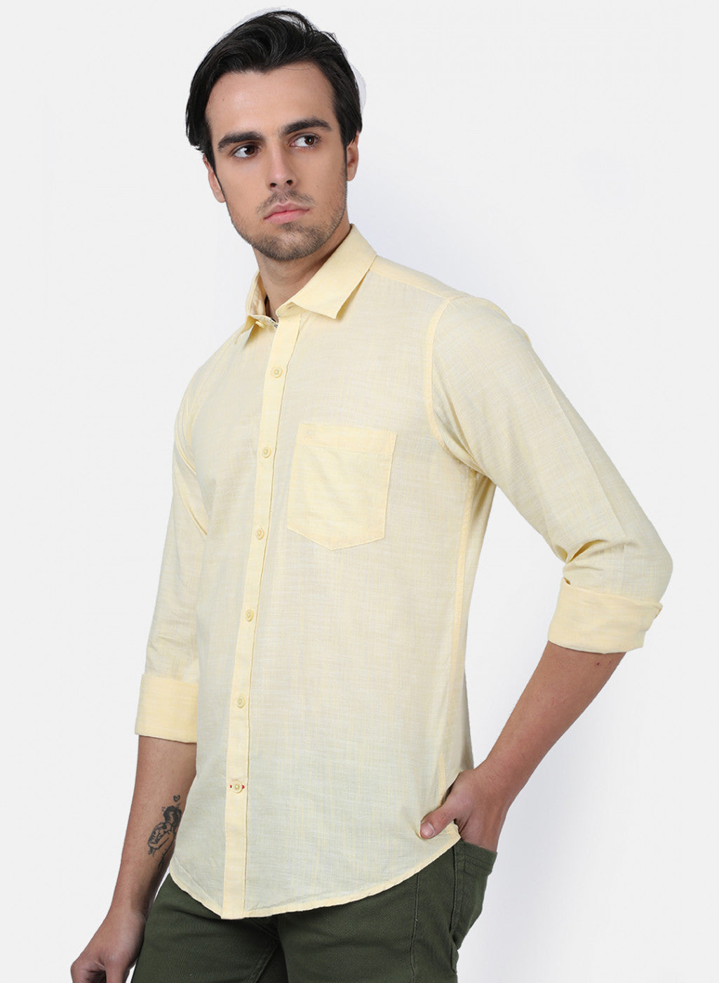 Men Yellow Solid Shirts