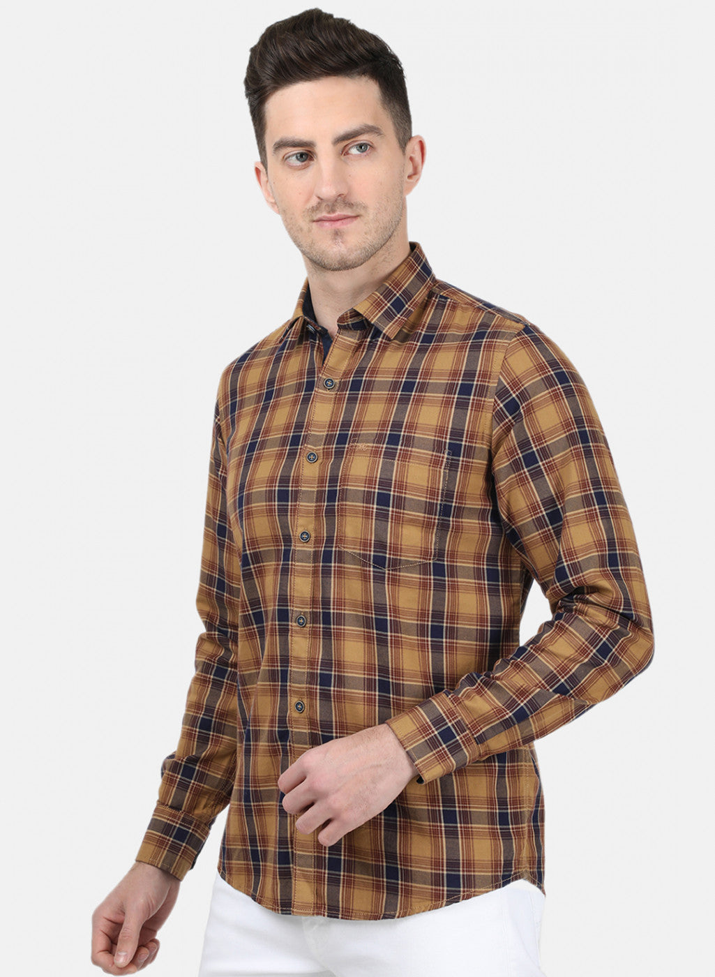 Mens Brown Check Shirt