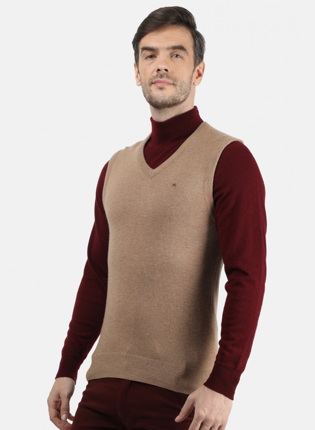 Men Beige Solid Sweater