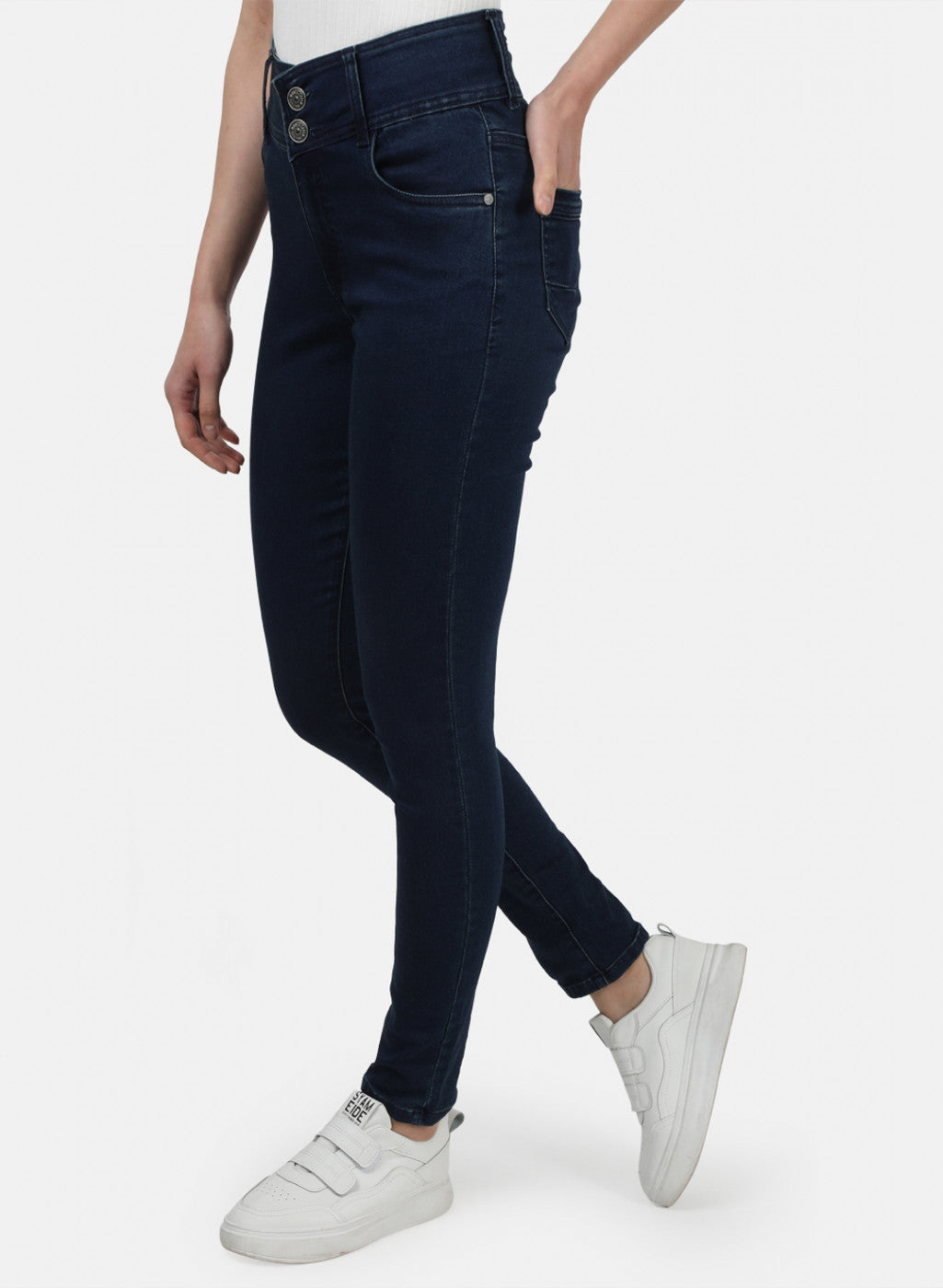 Womens Blue Plain Denims