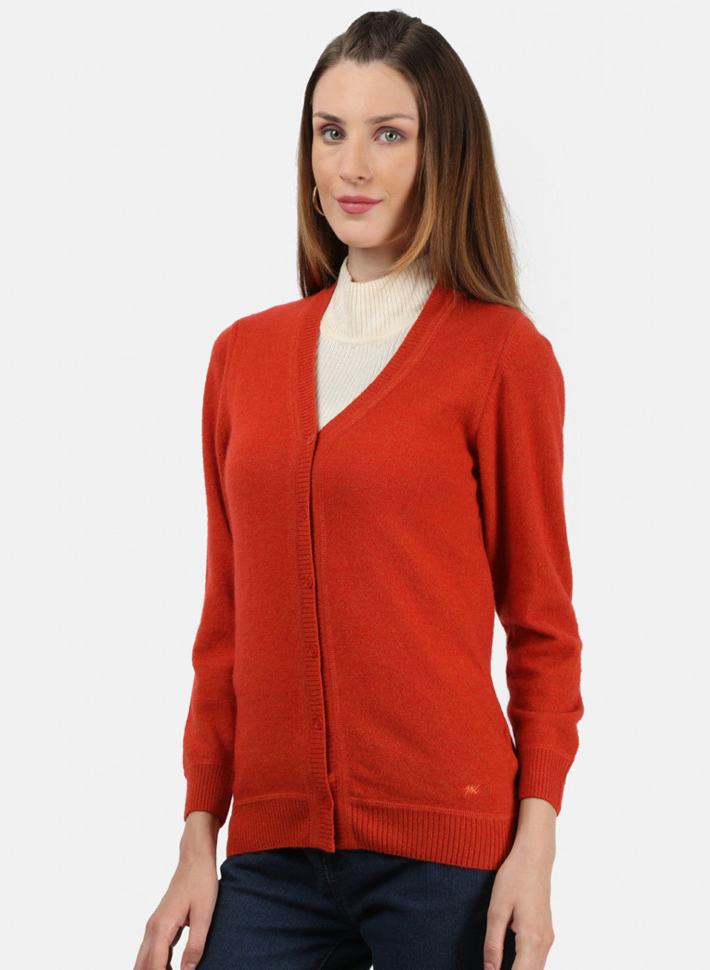 Women Orange Solid Cardigan