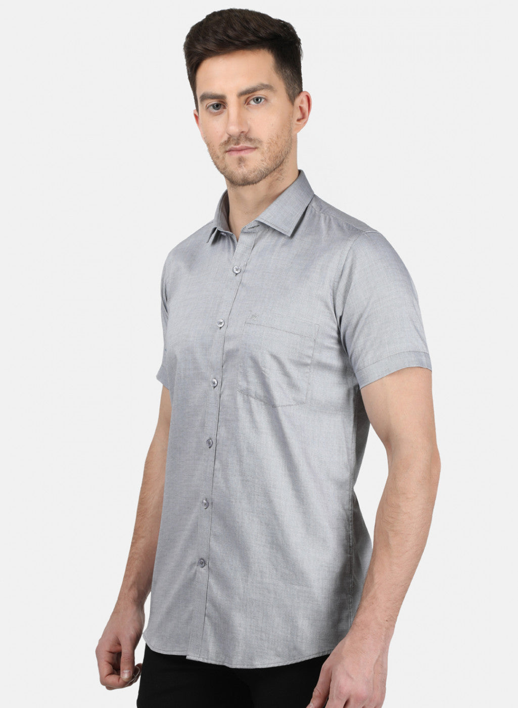 Mens Grey Printed Shirt