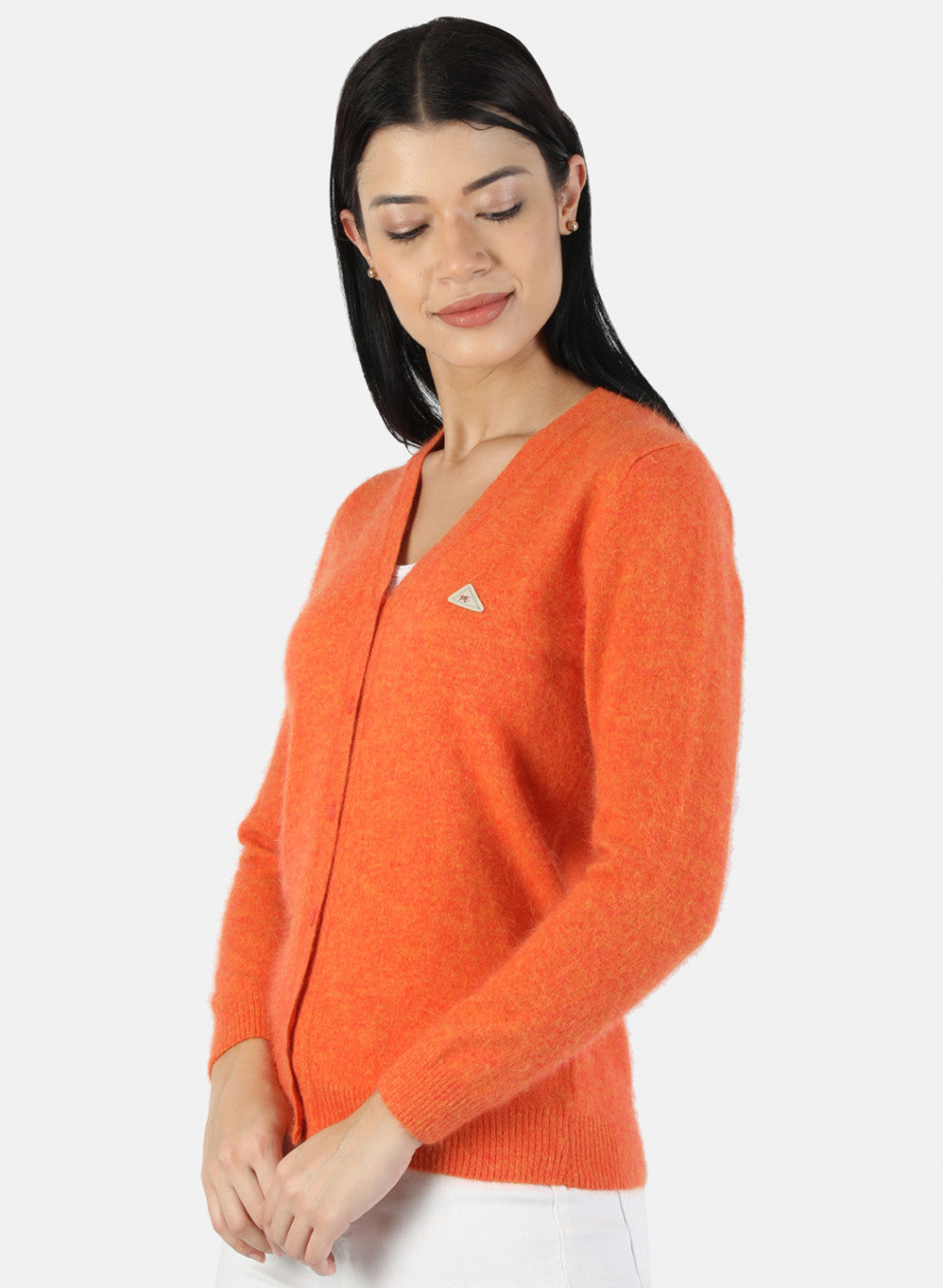 Women Orange Solid Cardigan