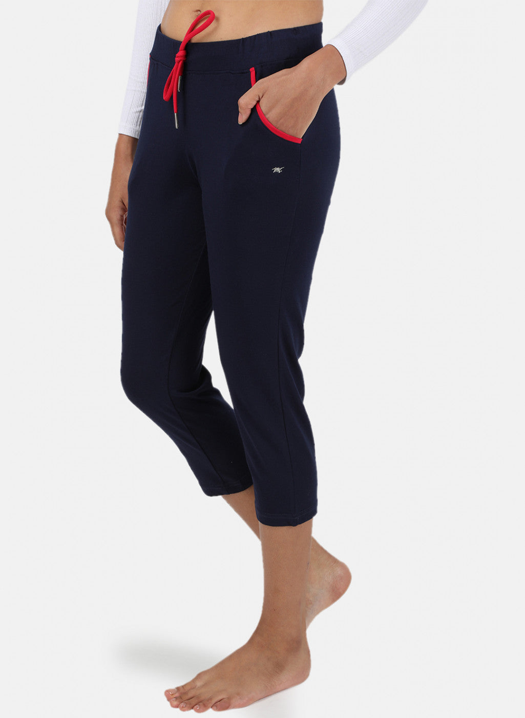 Womens Blue Plain Capri