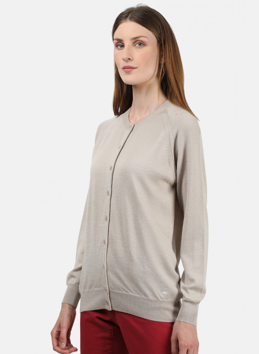 Women Beige Solid Cardigan