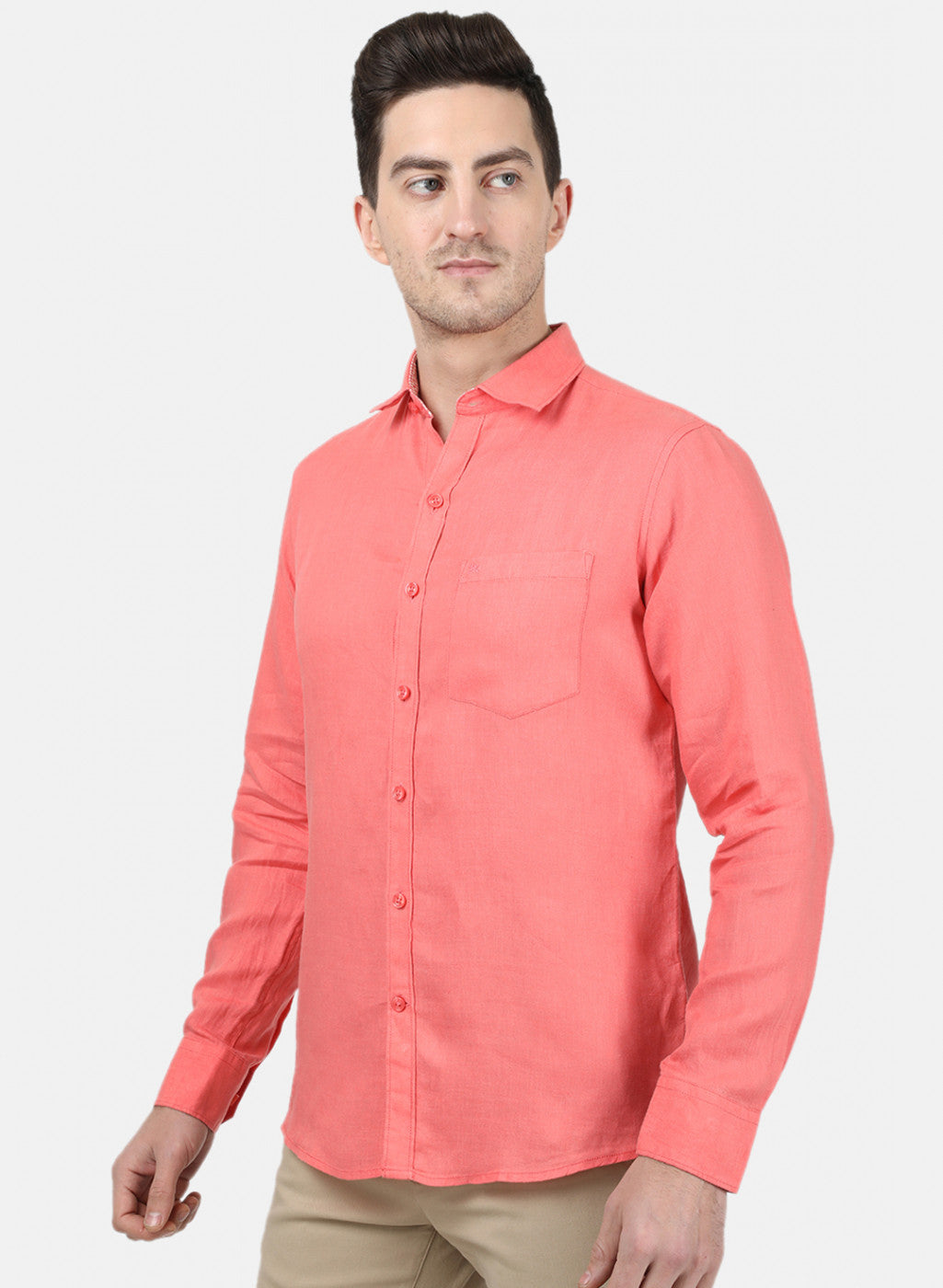 Mens Peach Solid Shirt