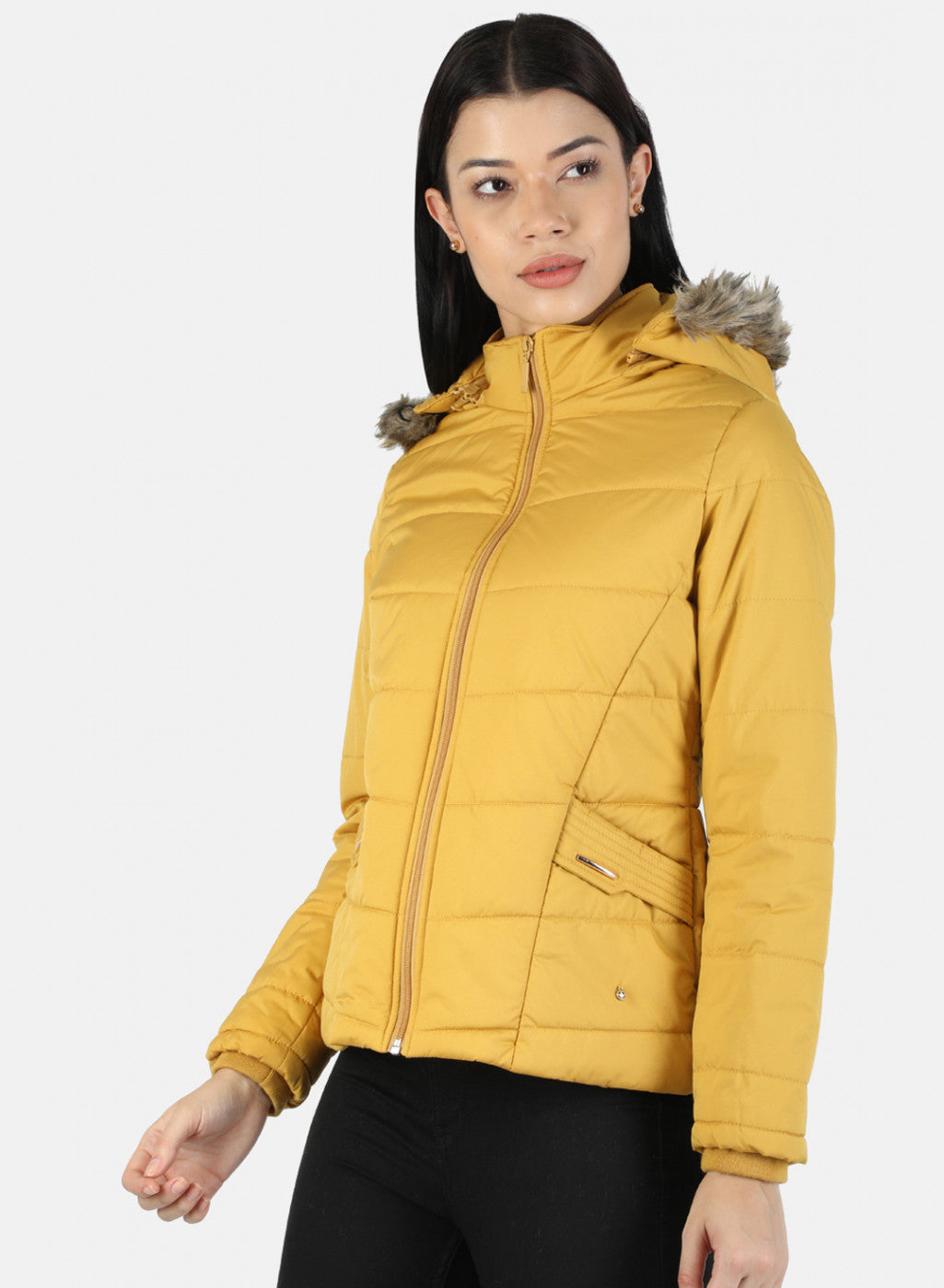 Women Mustard Plain Jacket