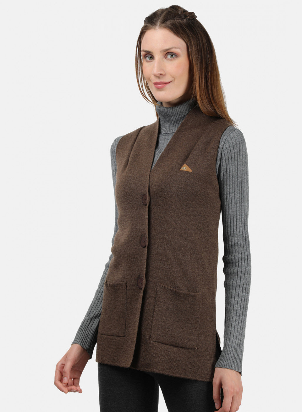 Women Brown Solid Cardigan