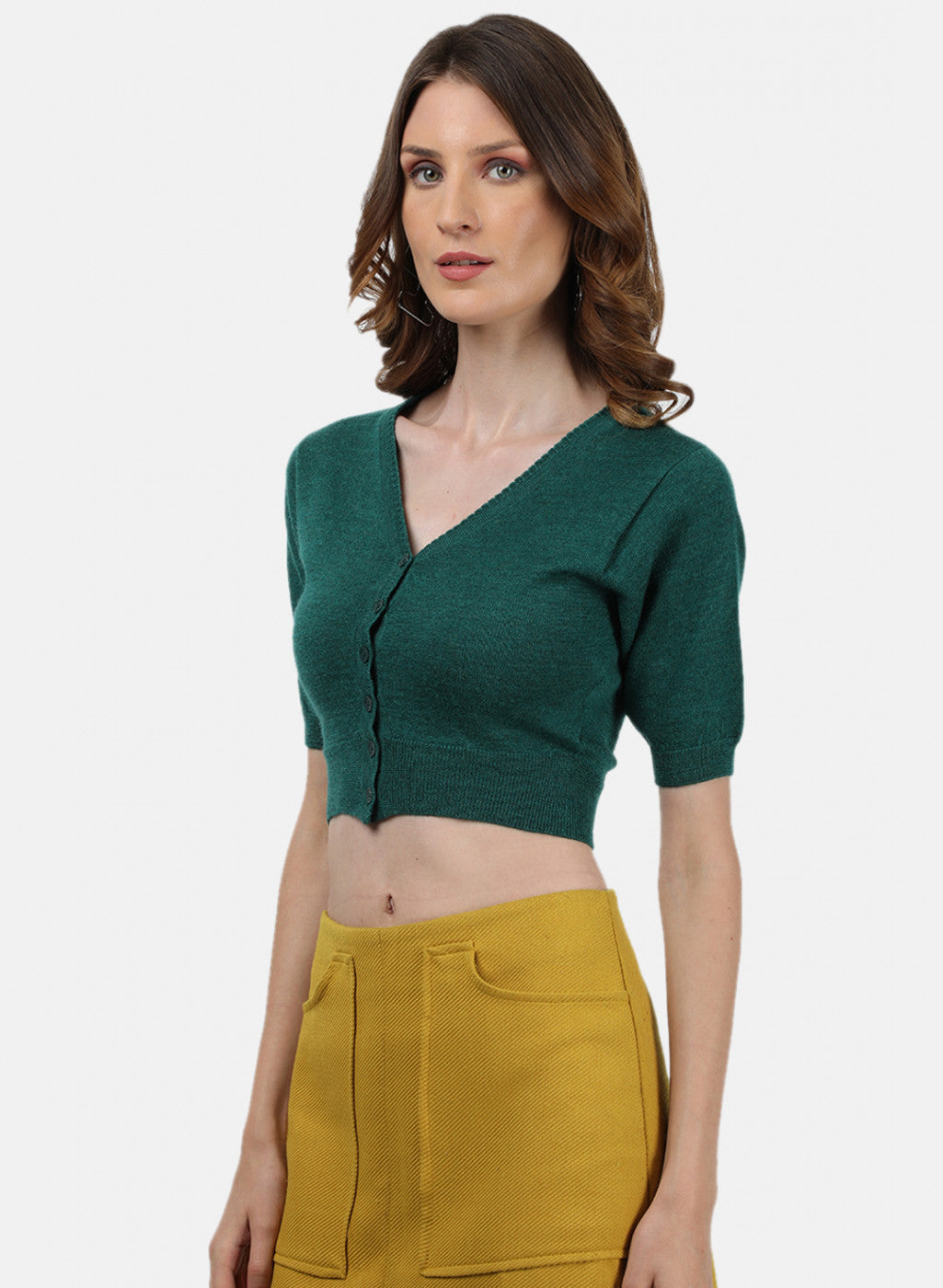 Women Green Solid Blouse