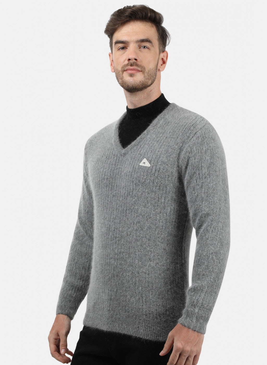 Men Grey Solid Pullover