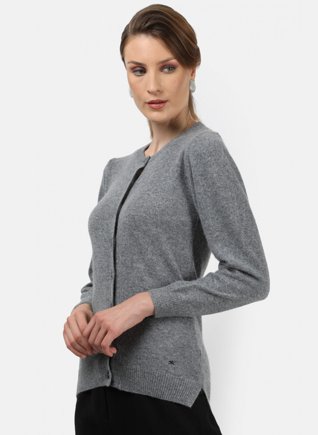 Women Grey Solid Cardigan