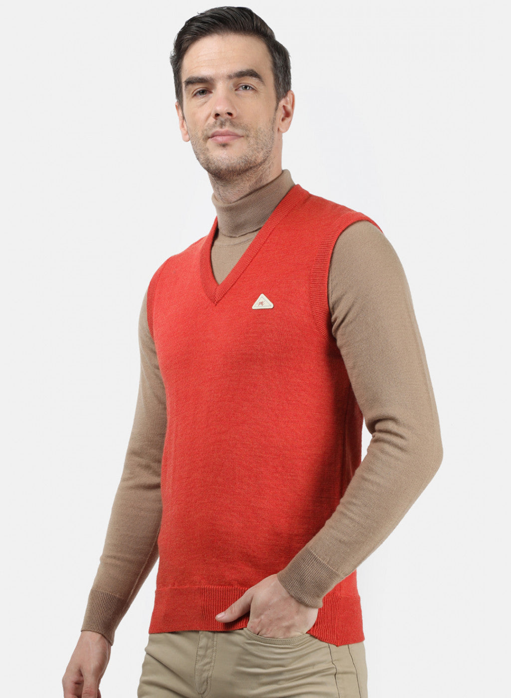 Men Orange Solid Sweater