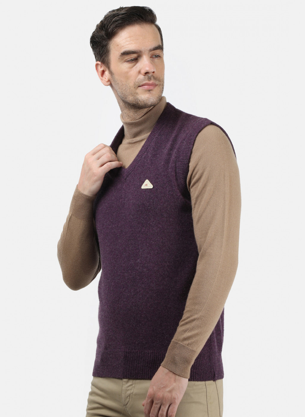 Men Purple Solid Sweater