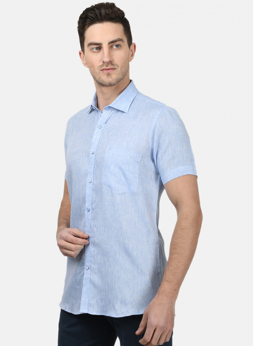 Mens Sky Blue Solid Shirts