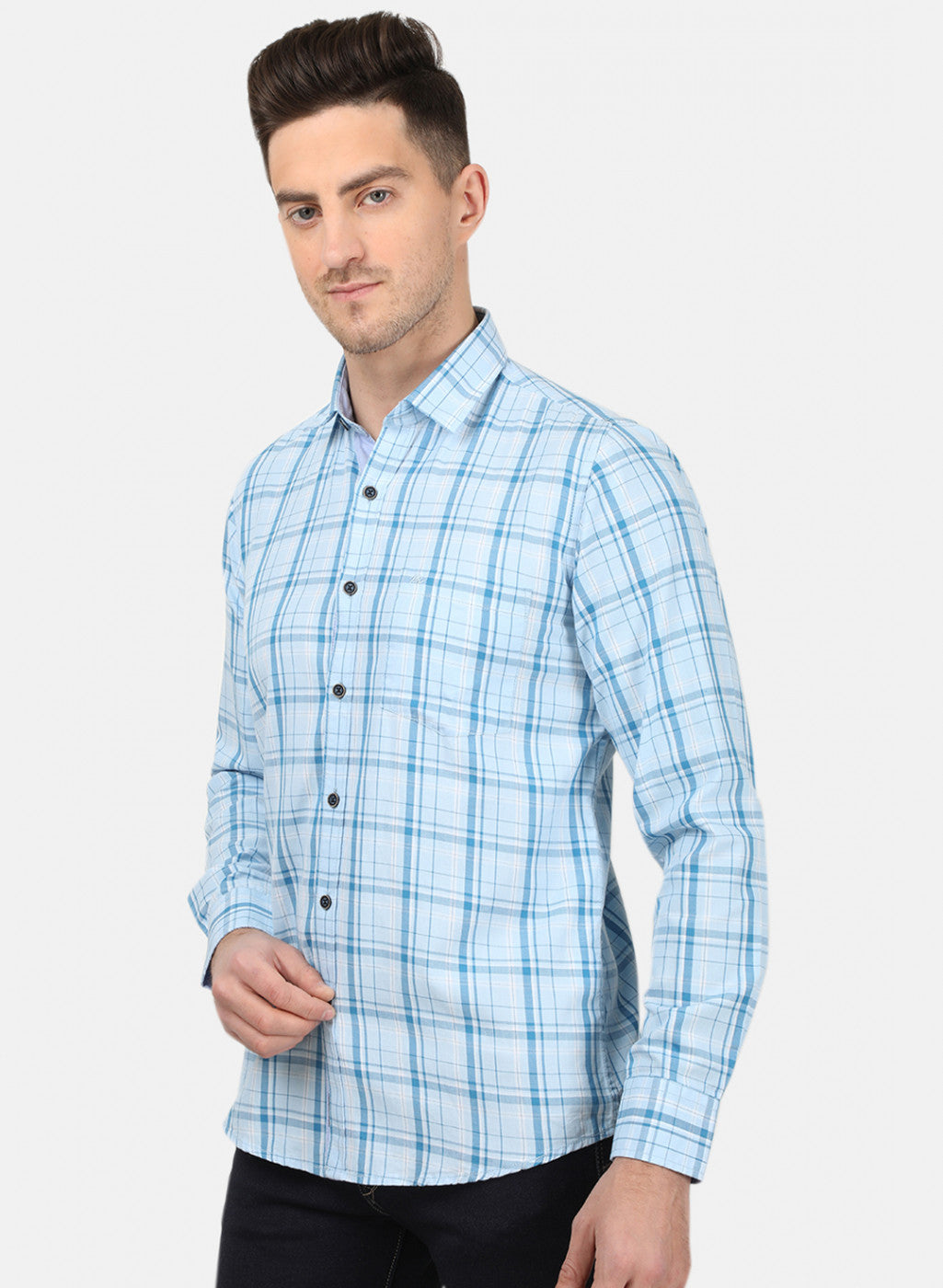 Mens Blue Check Shirt