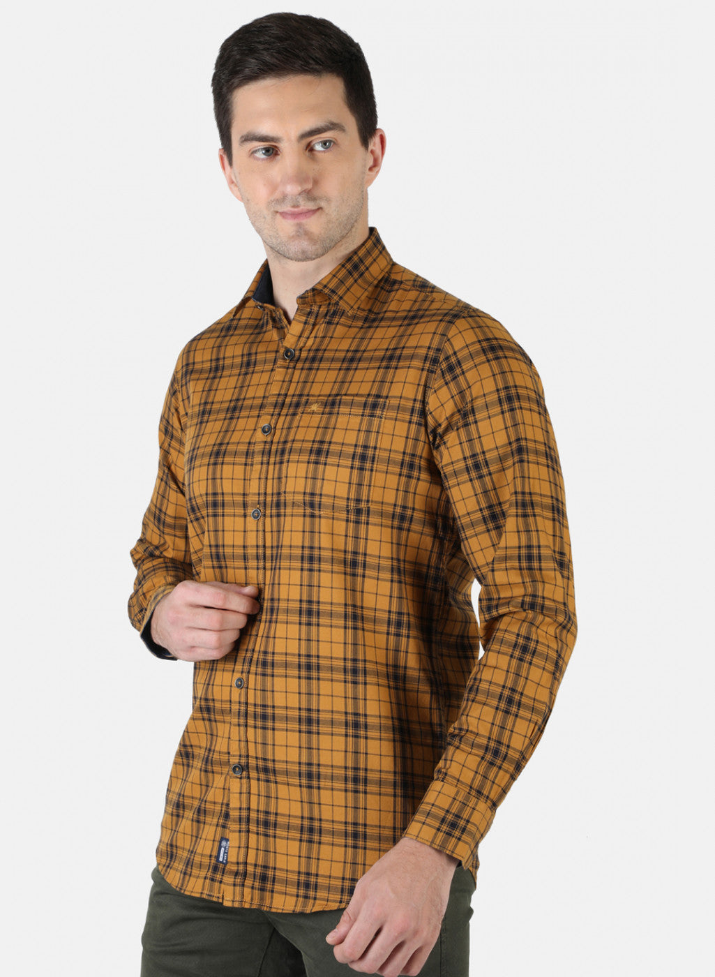 Men Mustard Check Shirt