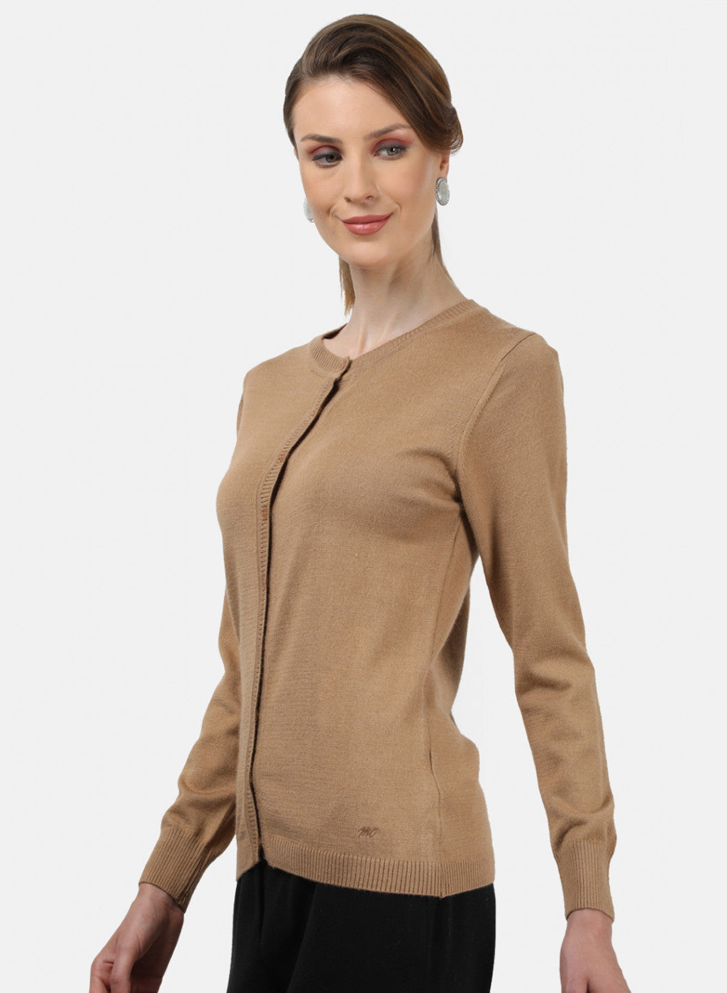 Women Brown Solid Cardigan