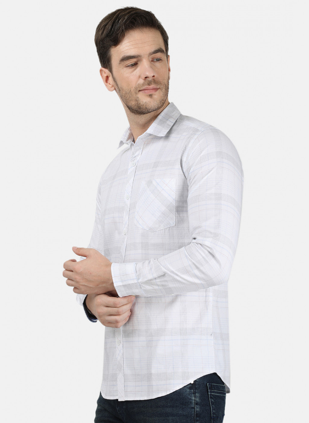 Mens White Check Shirt