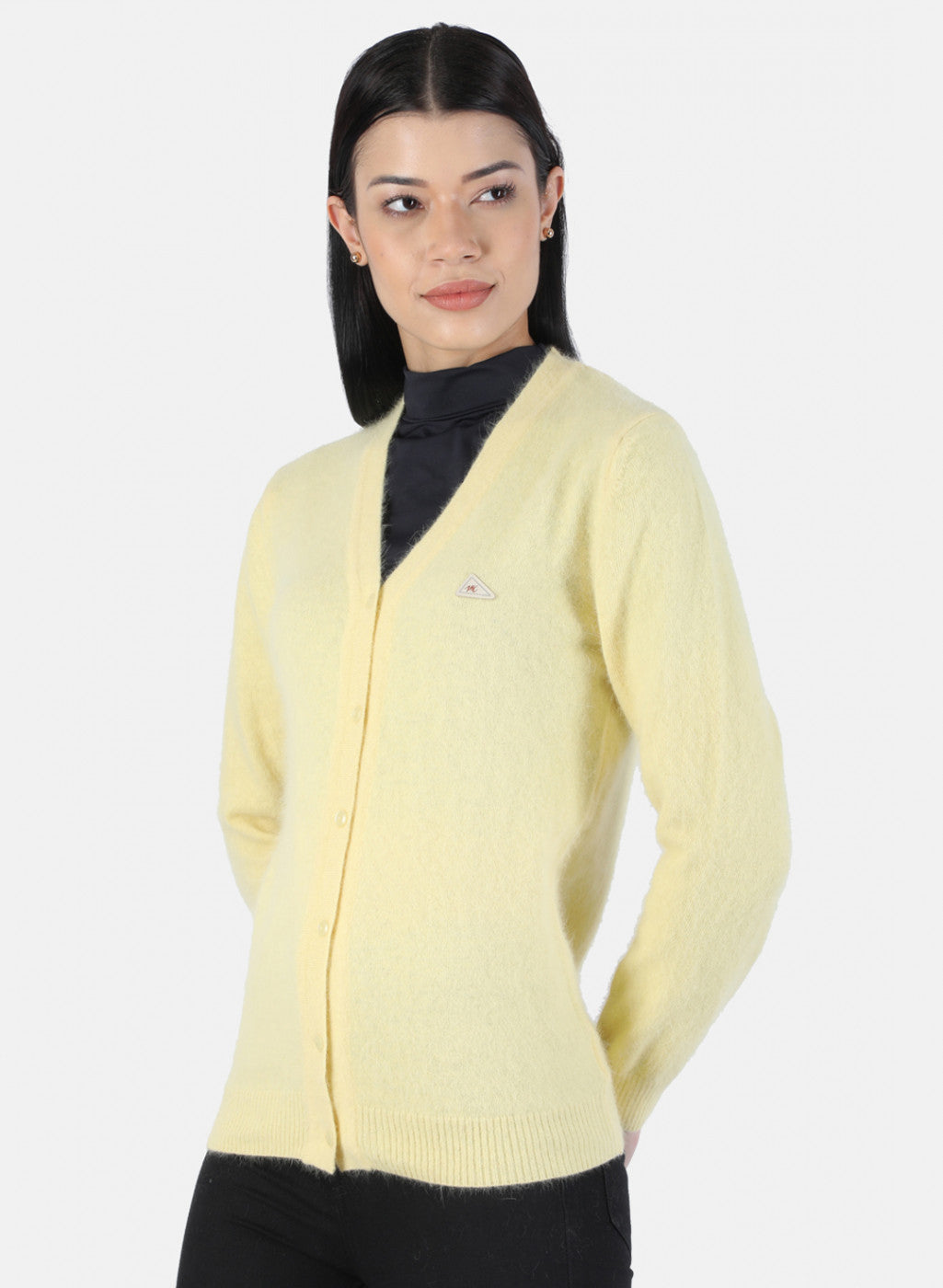 Women Yellow Solid Cardigan