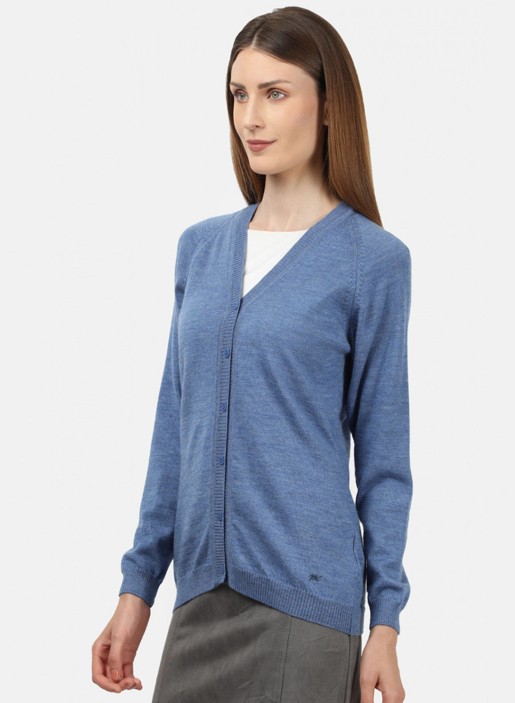 Women Blue Solid Cardigan