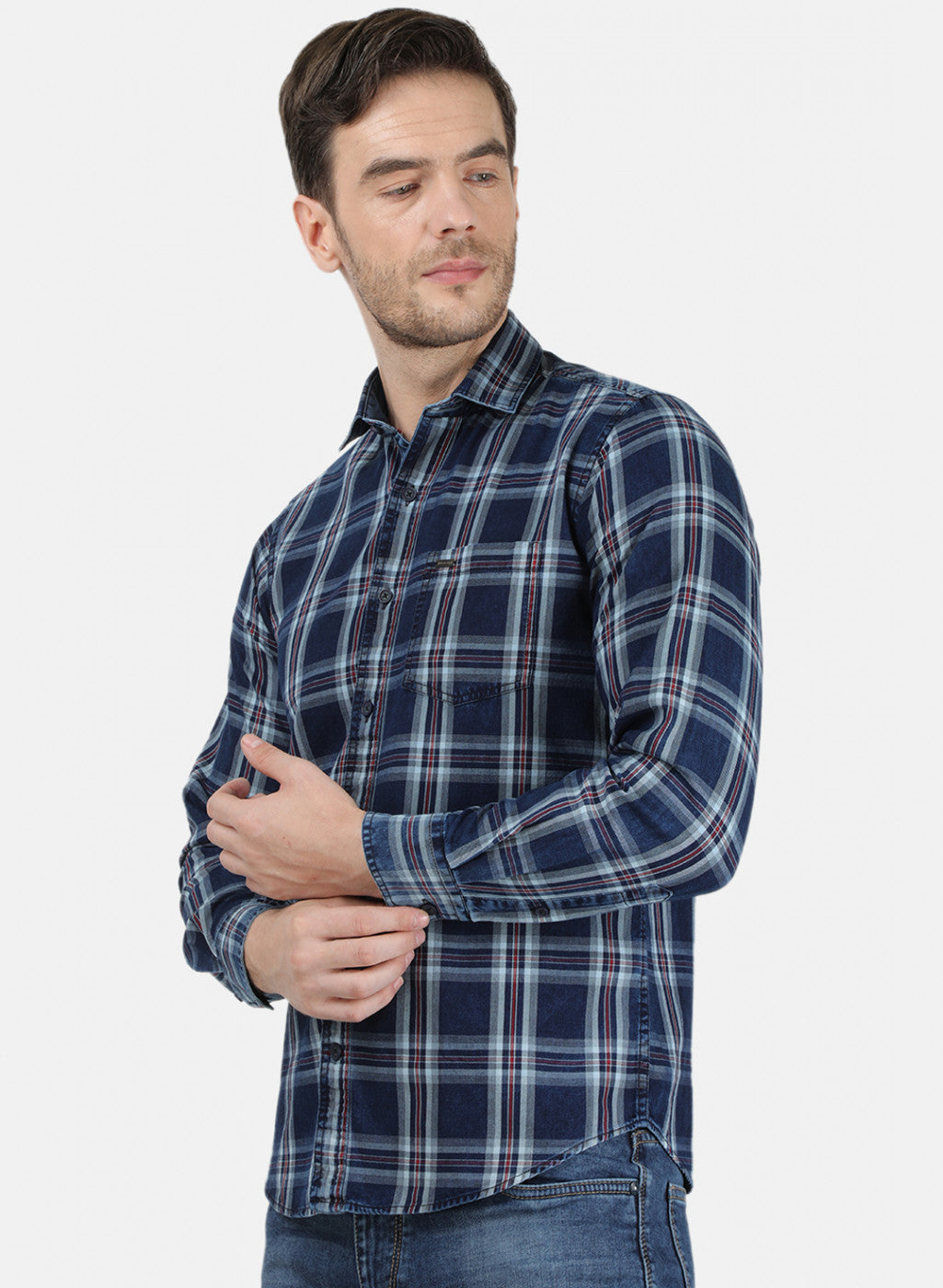 Mens NAvy Blue Check Shirt