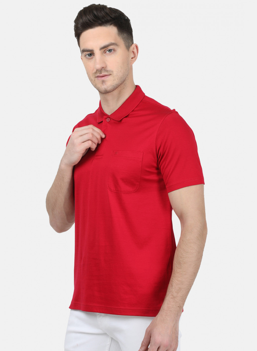 Mens Red Plain T-Shirt