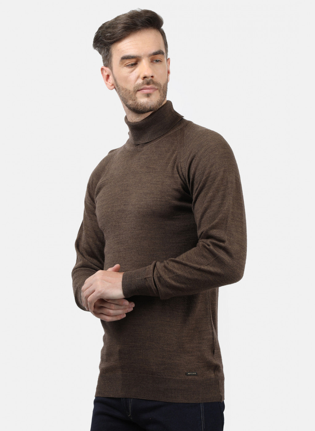 Men Brown Solid Pullover