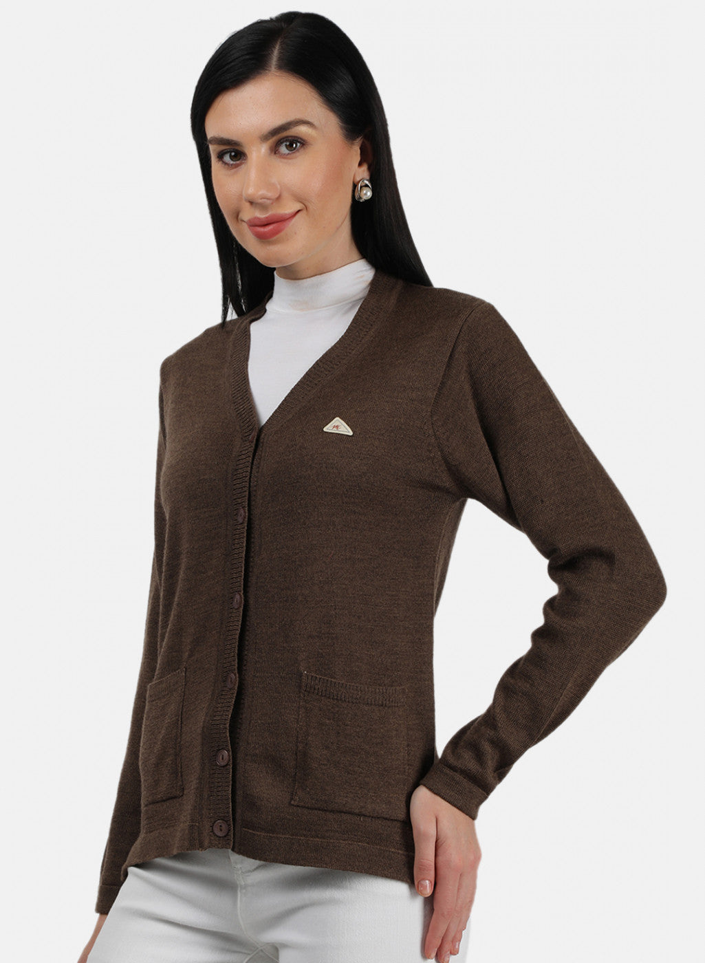 Women Brown Solid Cardigan