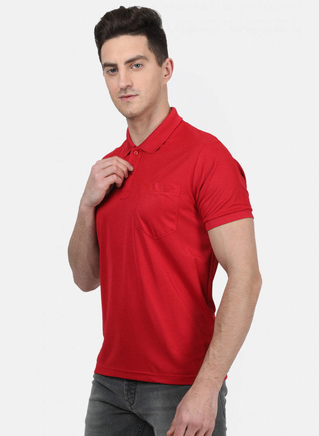 Mens Red Plain T-Shirt