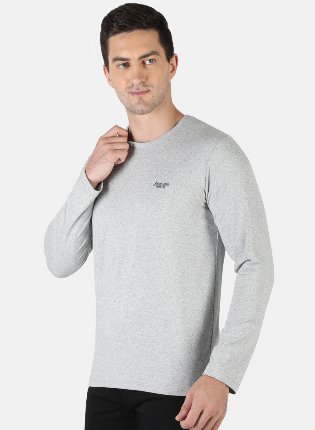 Men Grey Plain T-Shirt